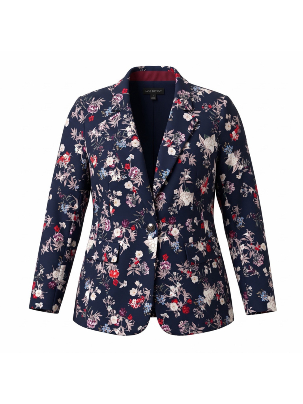 Lane Bryant The Bryant Blazer Jacket Navy Floral Notch Lapel Business Womens 18